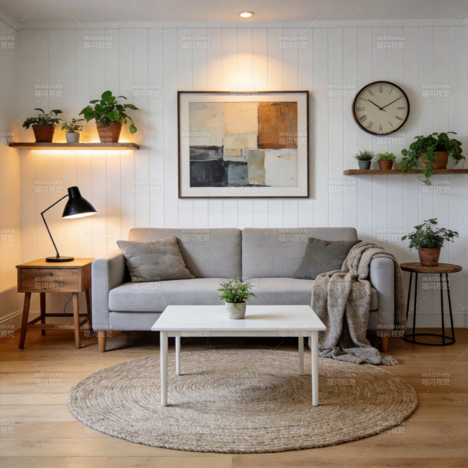 温馨北欧客厅一角图片