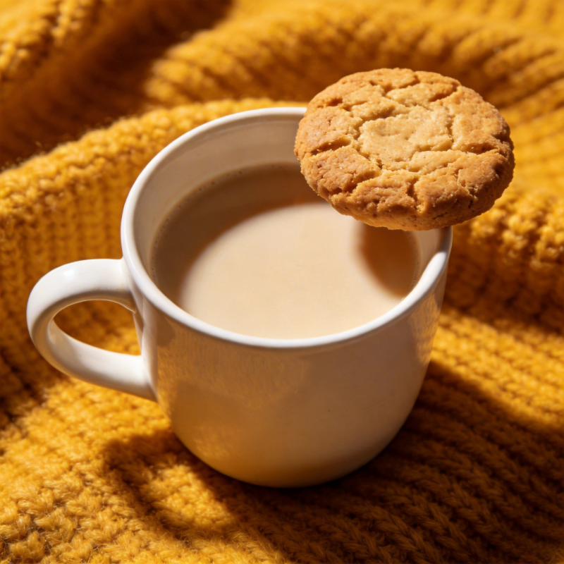 暖阳下的咖啡与饼干图片