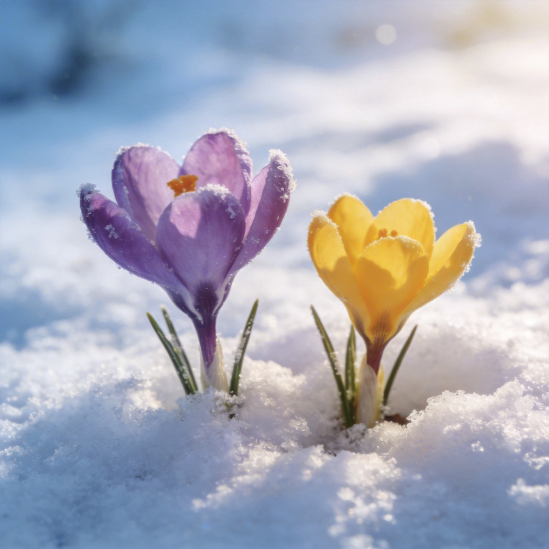 雪中绽放的春花图片
