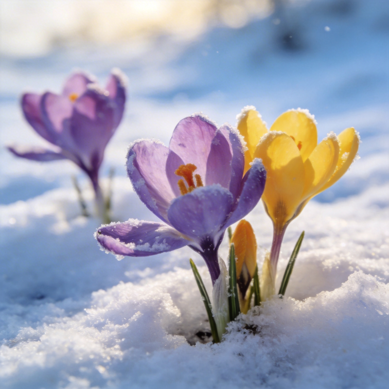 雪中绽放的春花图片