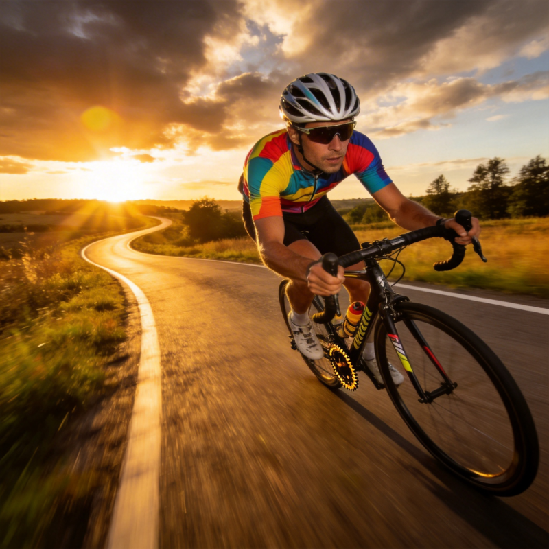 夕阳下的骑行者图片