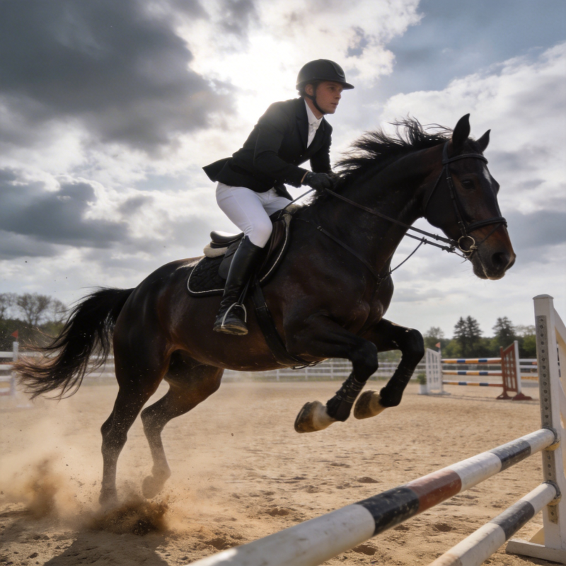 骏马飞跃障碍图片