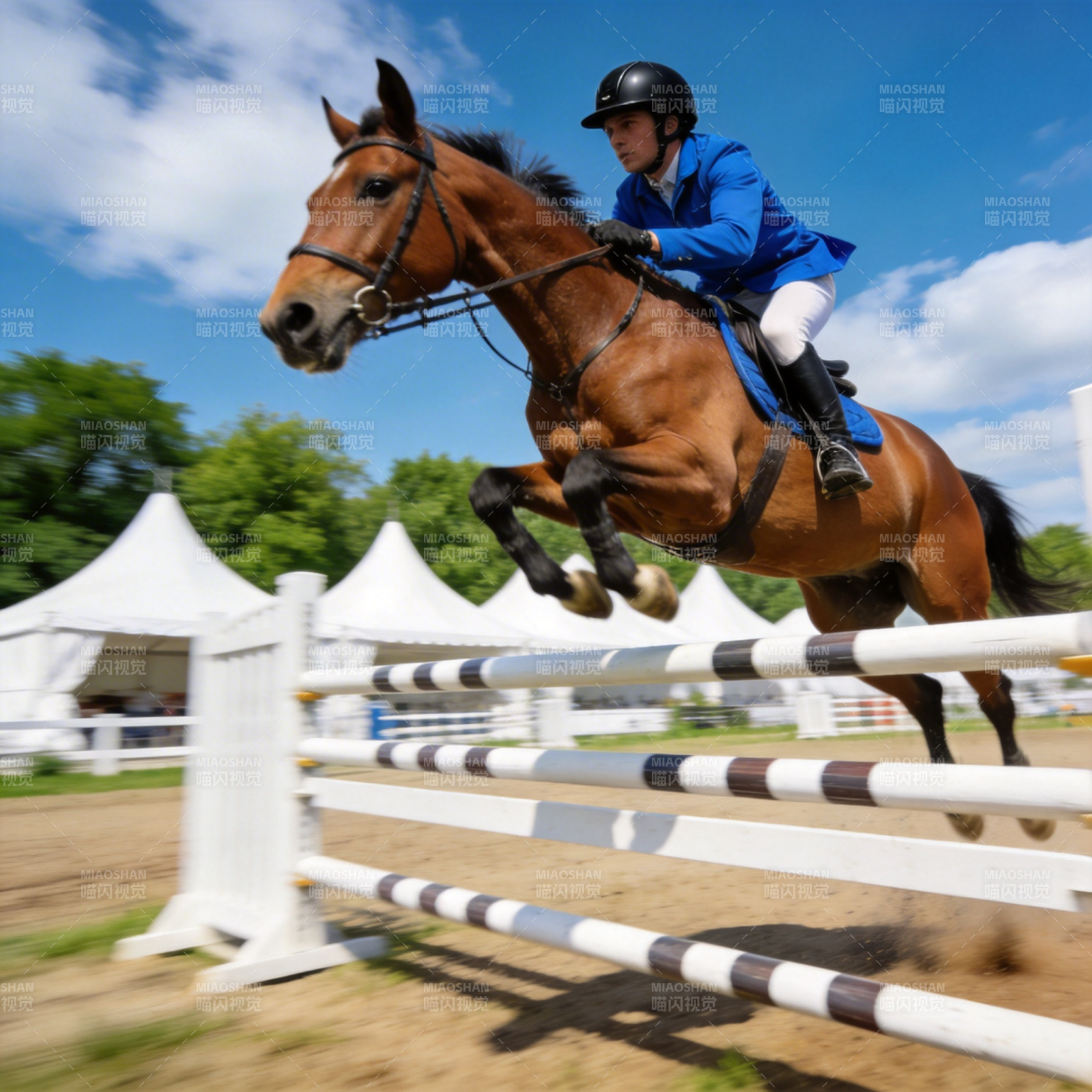 骏马飞跃障碍图片