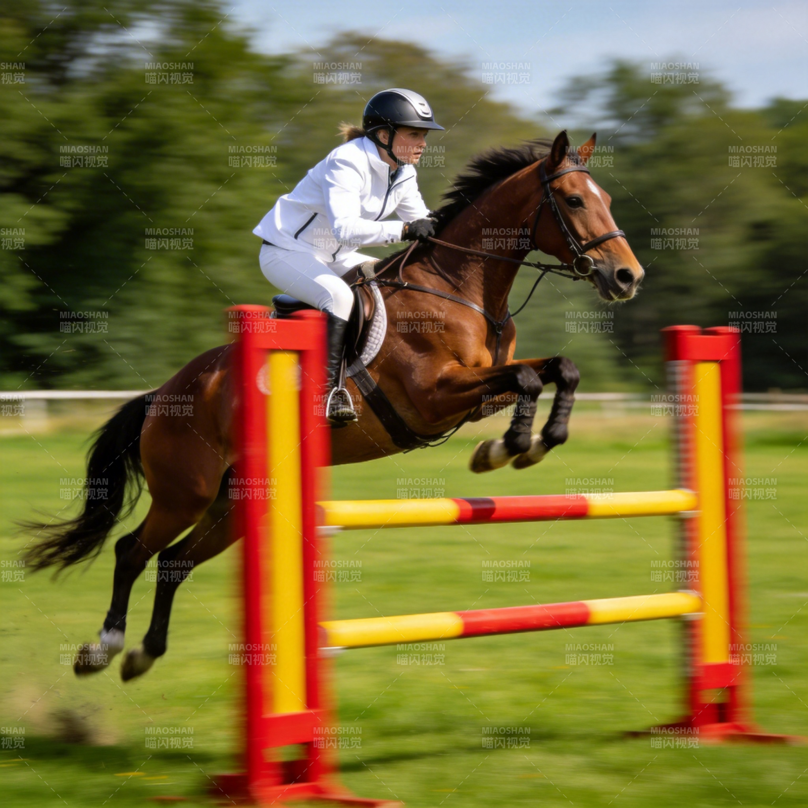 骏马飞跃障碍图片