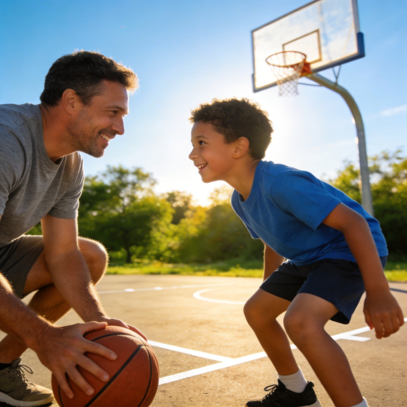 父子篮球时光图片
