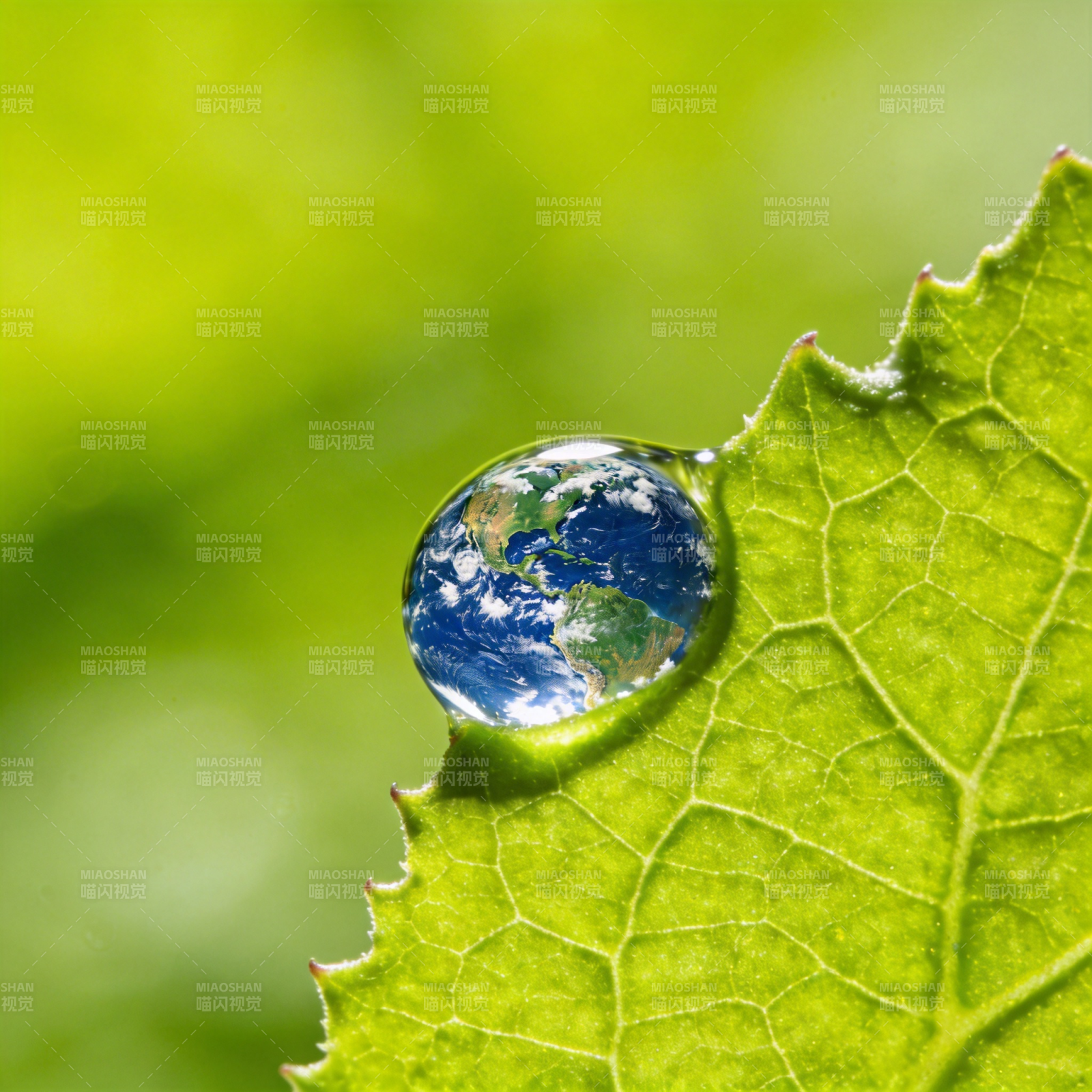 水滴中的地球图片
