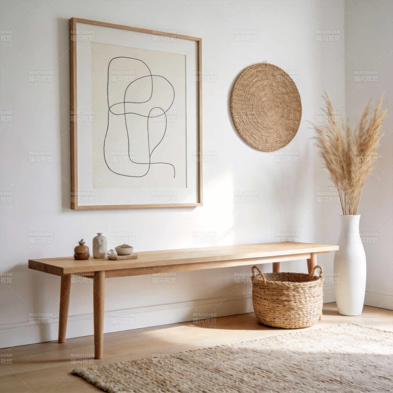 简约木质长凳装饰图片