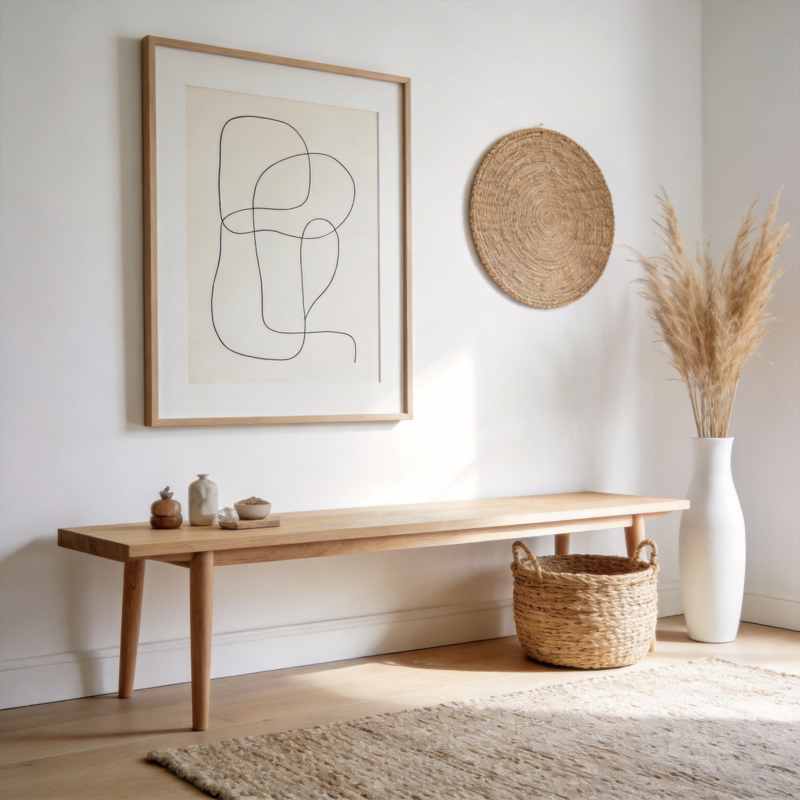 简约木质长凳装饰图片