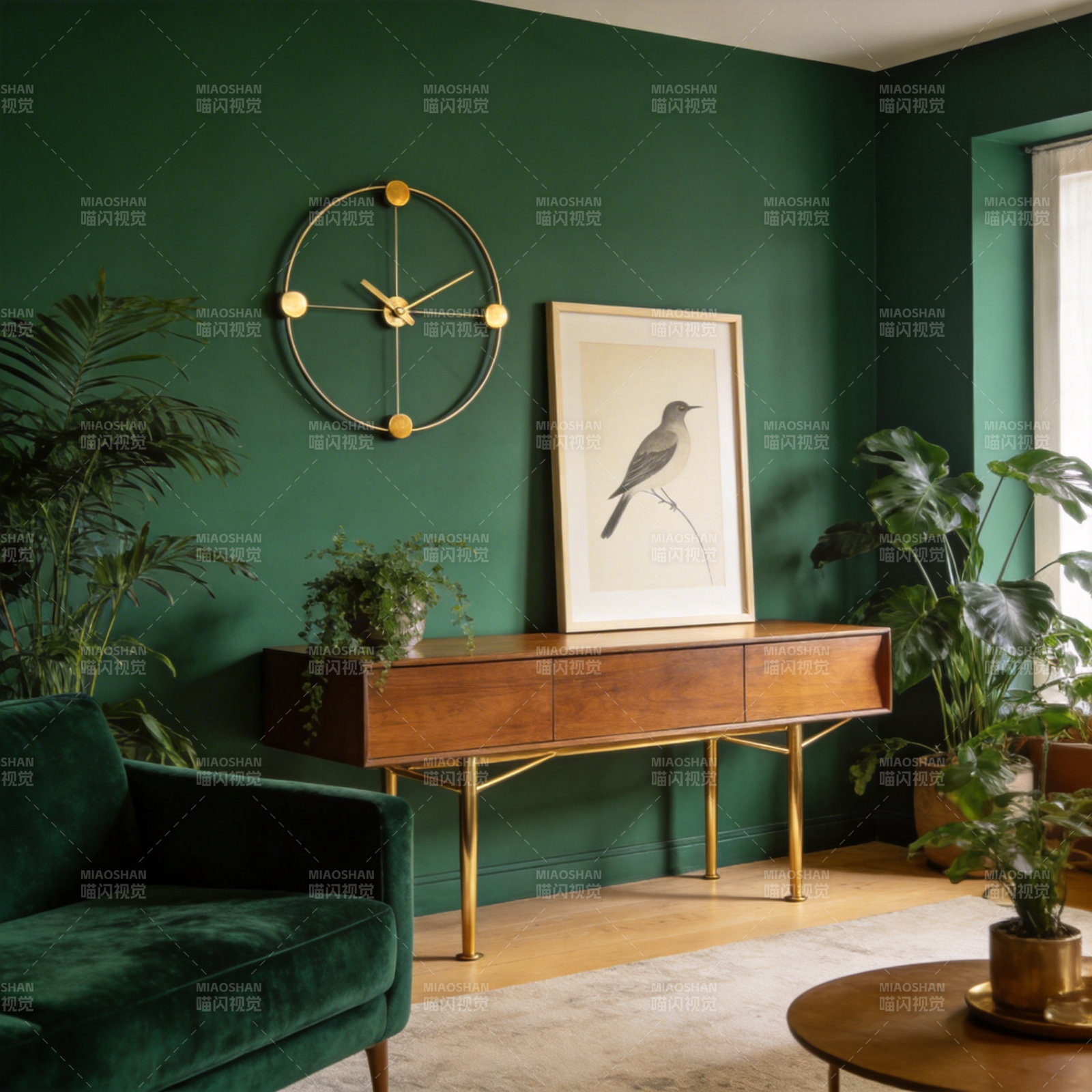 绿意盎然的客厅一角图片