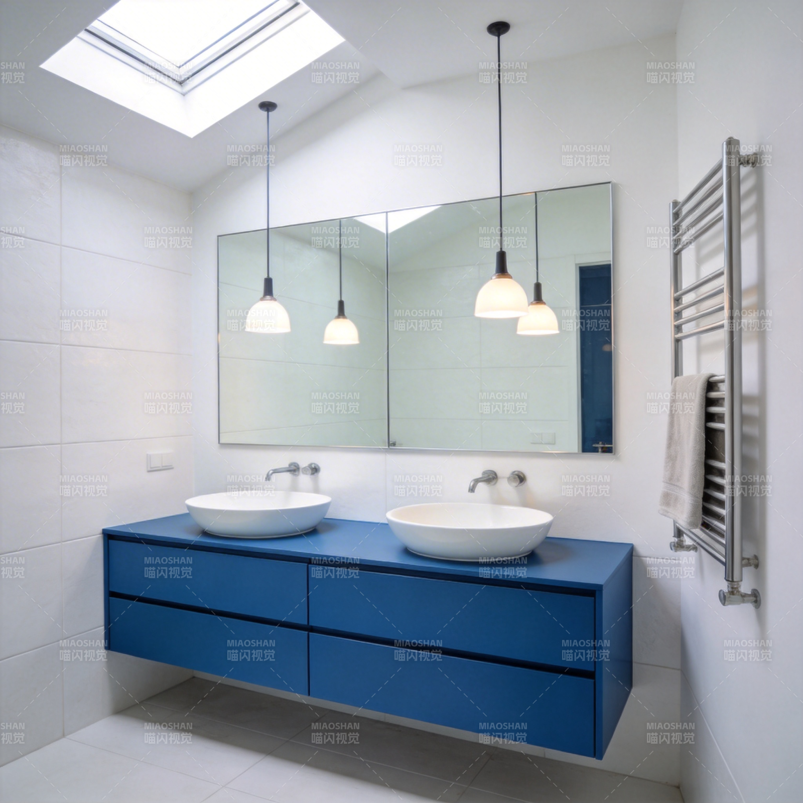 现代蓝色浴室设计图片