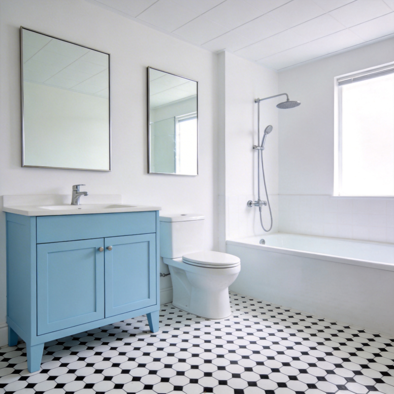 蓝白浴室 清新雅致图片