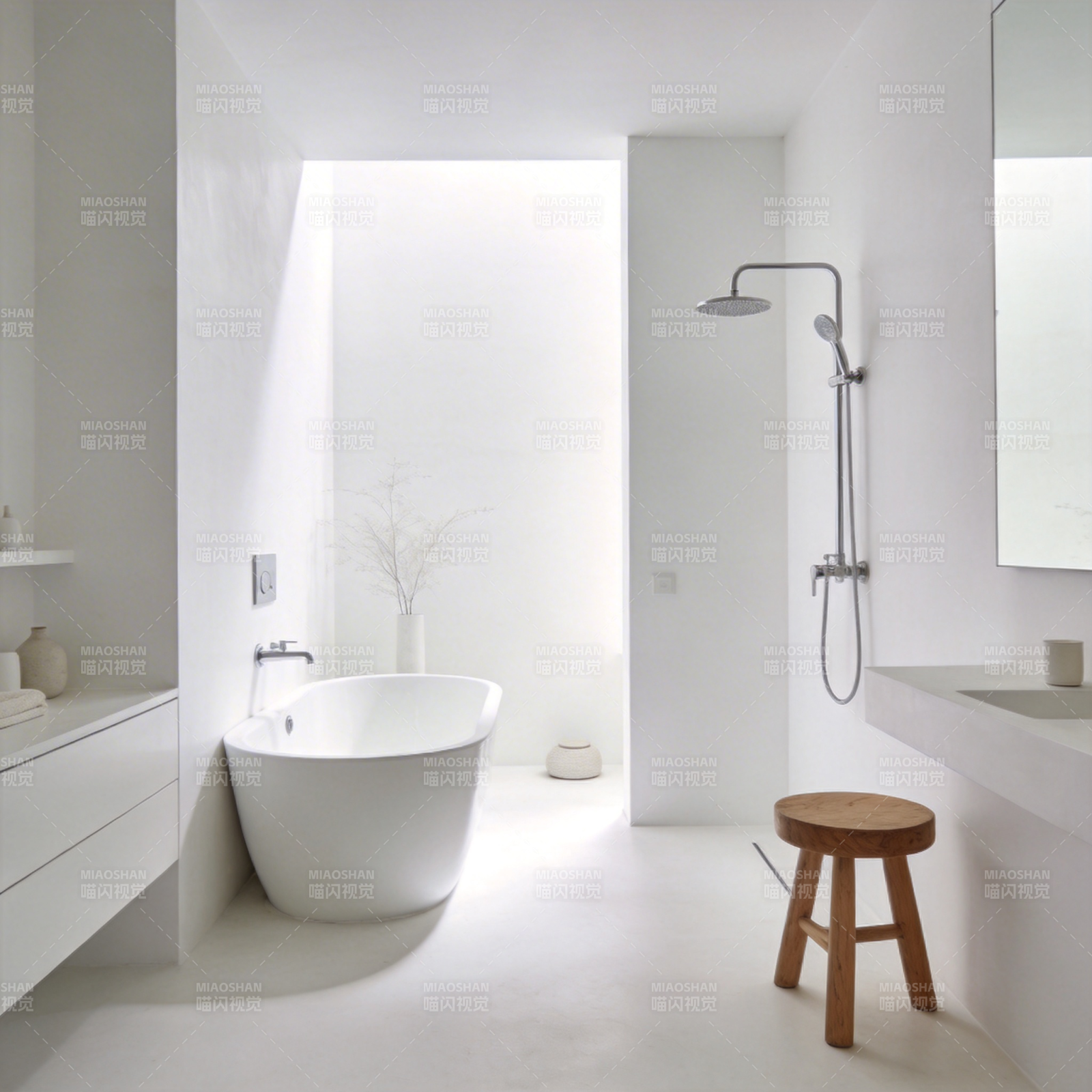 极简白色浴室图片