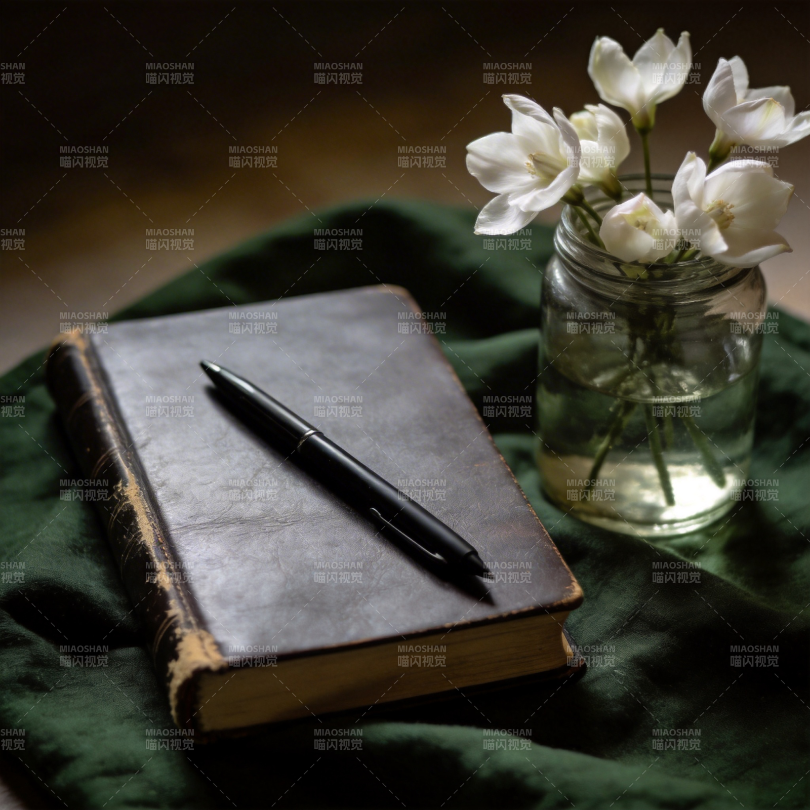 书与花的静谧时光图片