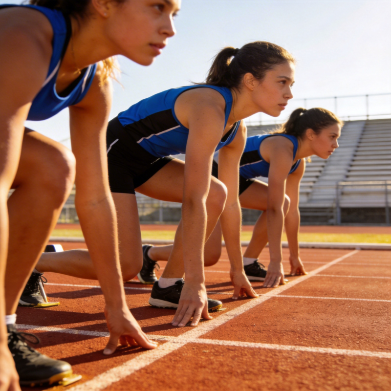 起跑线上的女运动员图片