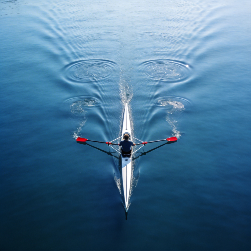 孤舟划水 静谧前行图片