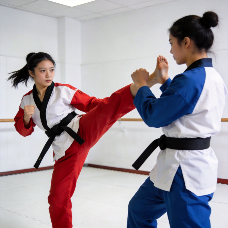 跆拳道对练瞬间图片