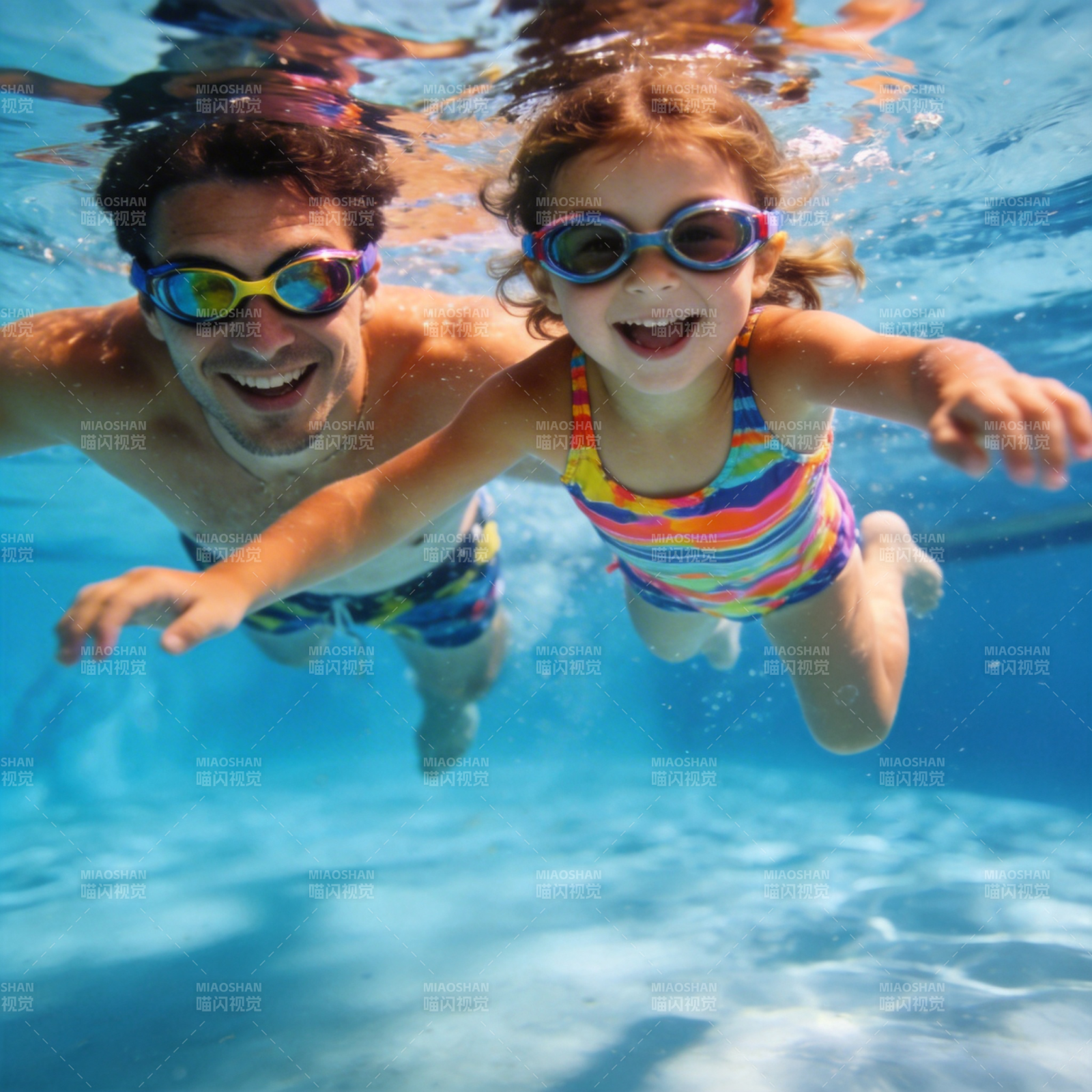 父女水中嬉戏图片