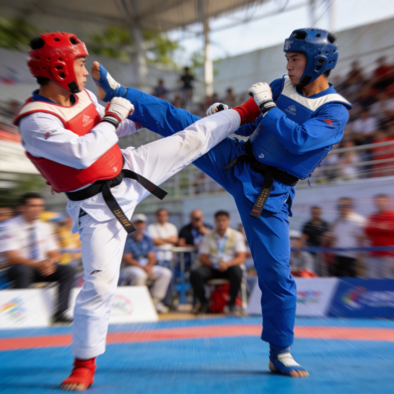 跆拳道对决瞬间图片