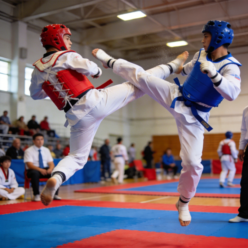 跆拳道对决瞬间图片