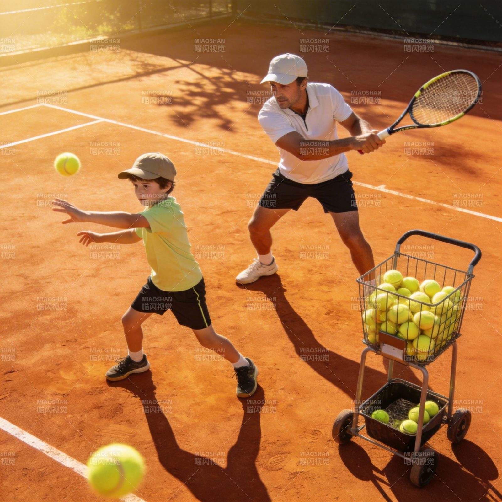 父子网球训练图片