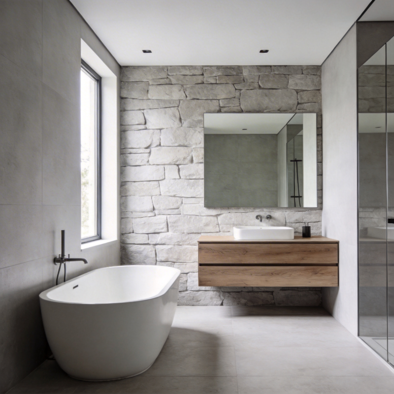 现代石墙浴室设计图片