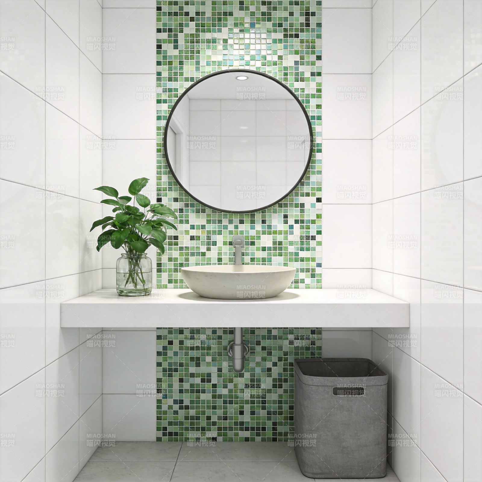 绿意盎然洗手间图片