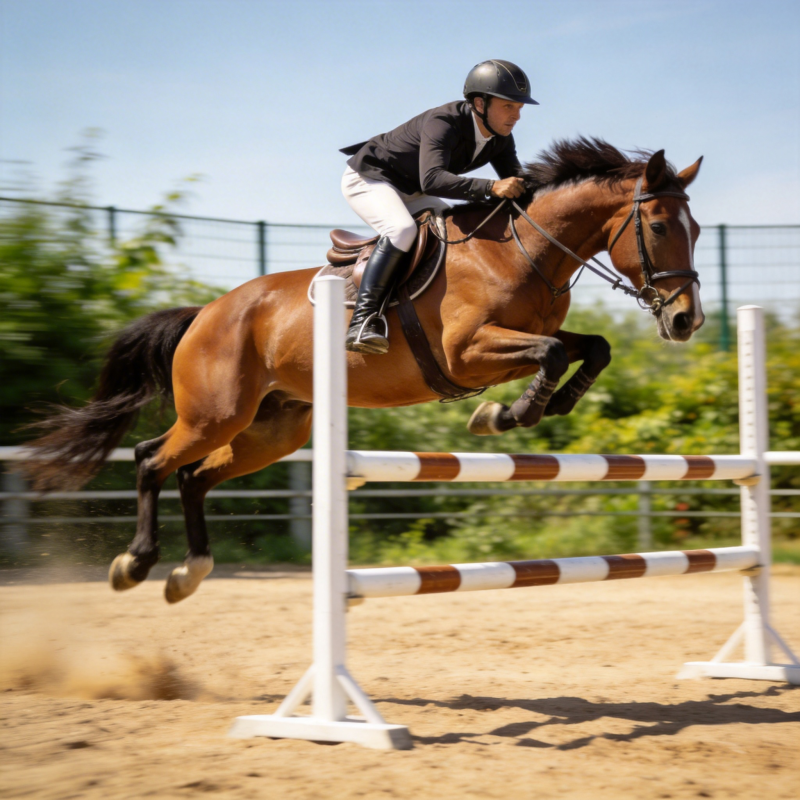 骏马飞跃障碍图片