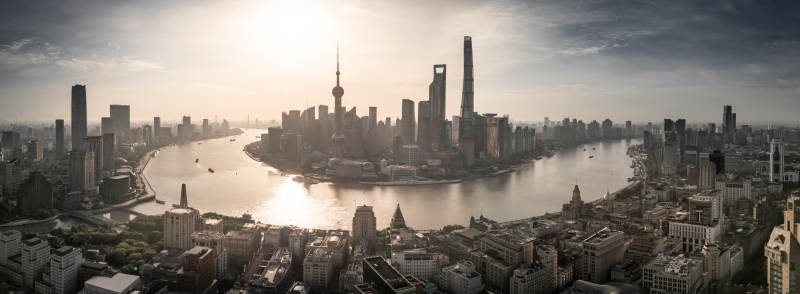上海天际线全景图片