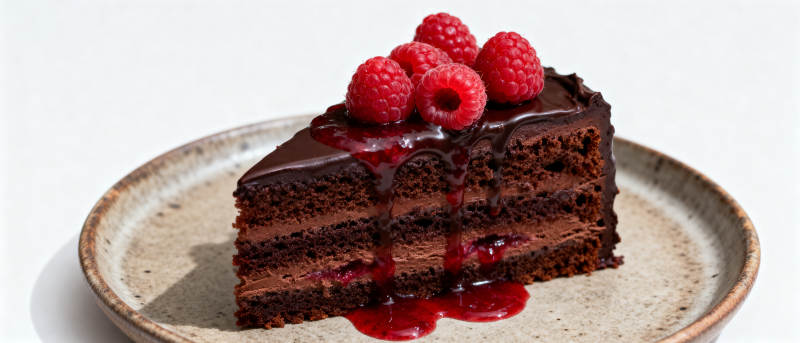 巧克力蛋糕配覆盆子图片