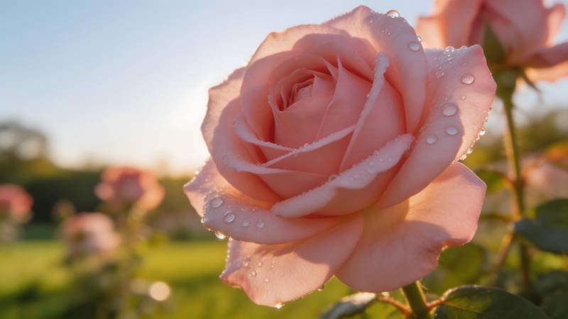 晨露玫瑰绽放图片