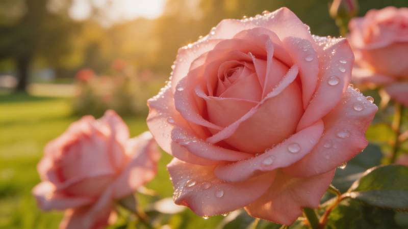 晨露玫瑰绽放图片