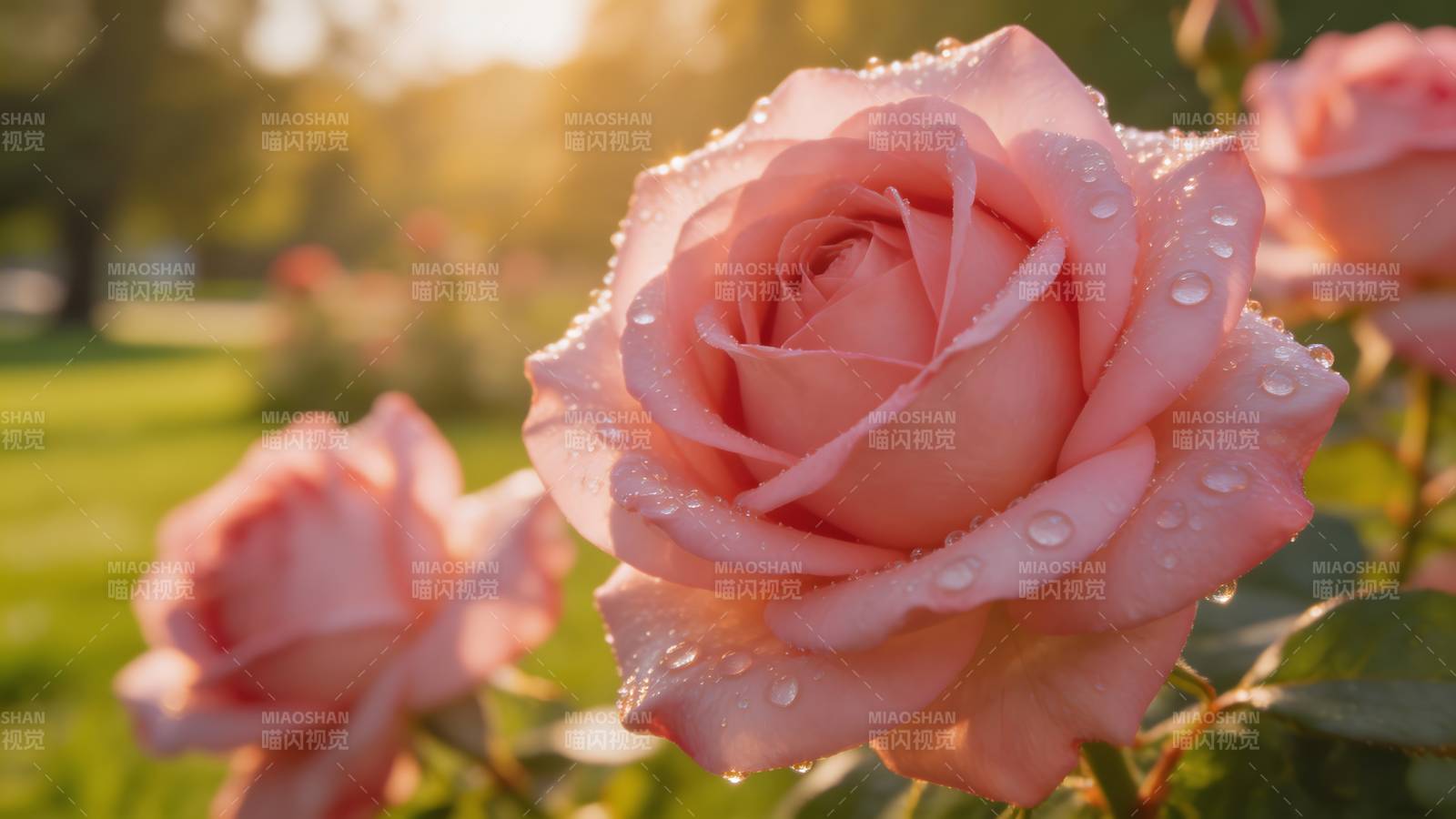 晨露玫瑰绽放图片