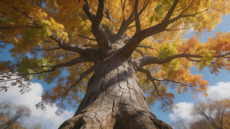 秋日古树仰望图片