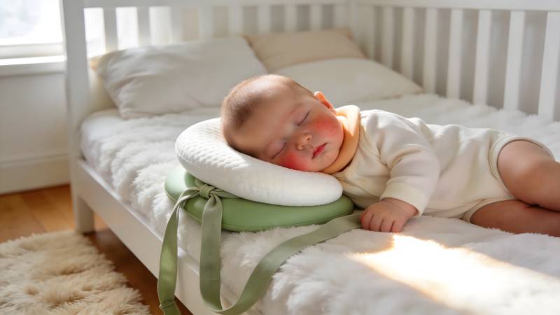 婴儿安睡在摇篮中图片