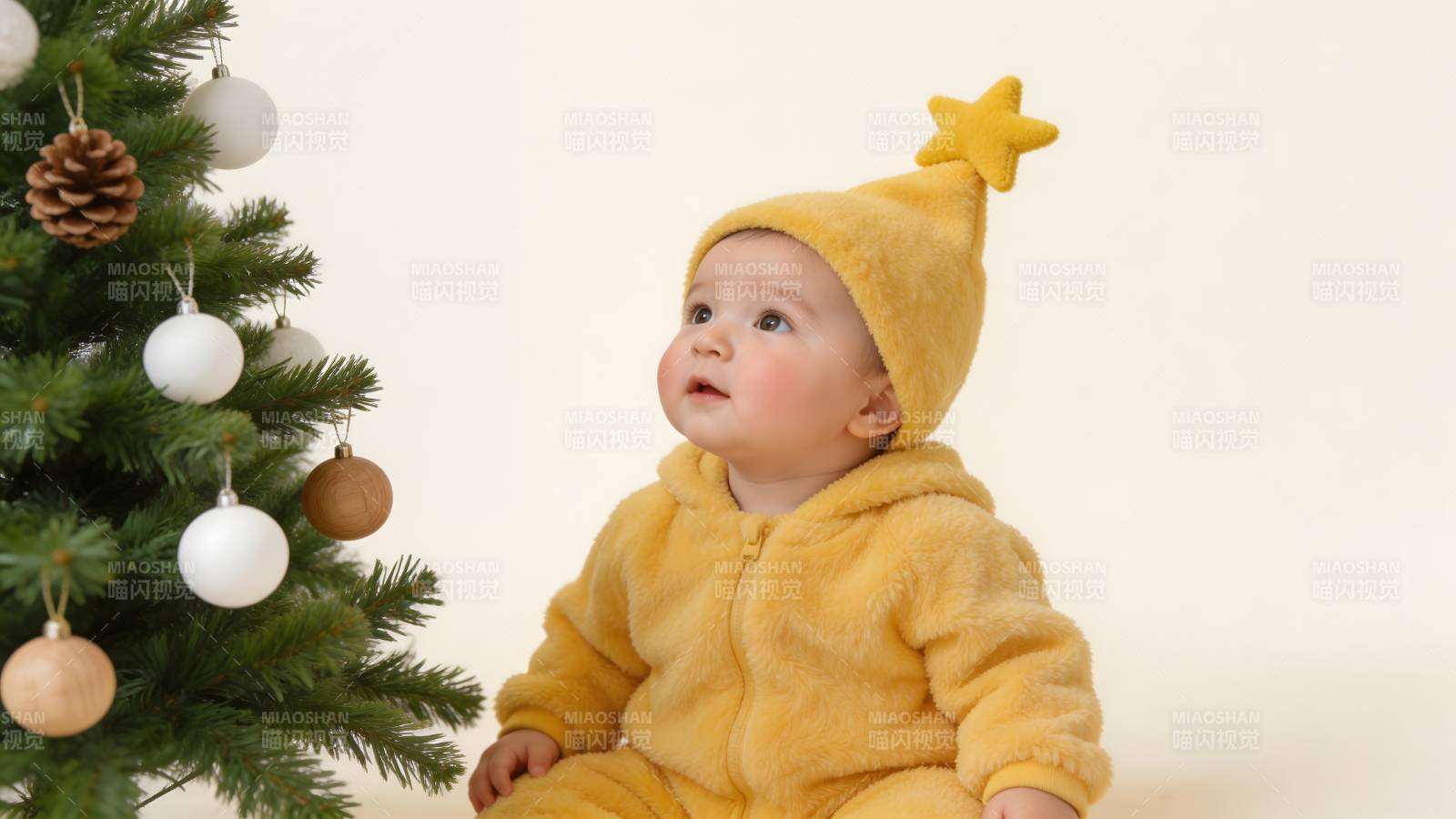 萌宝圣诞树下图片