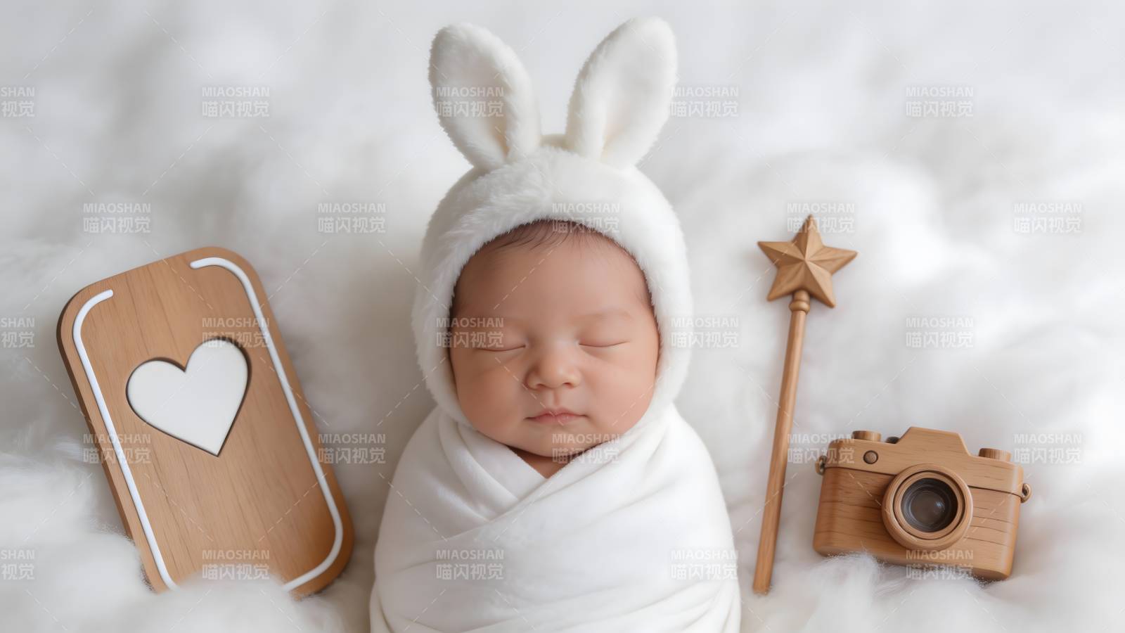 萌宝兔耳睡梦中图片