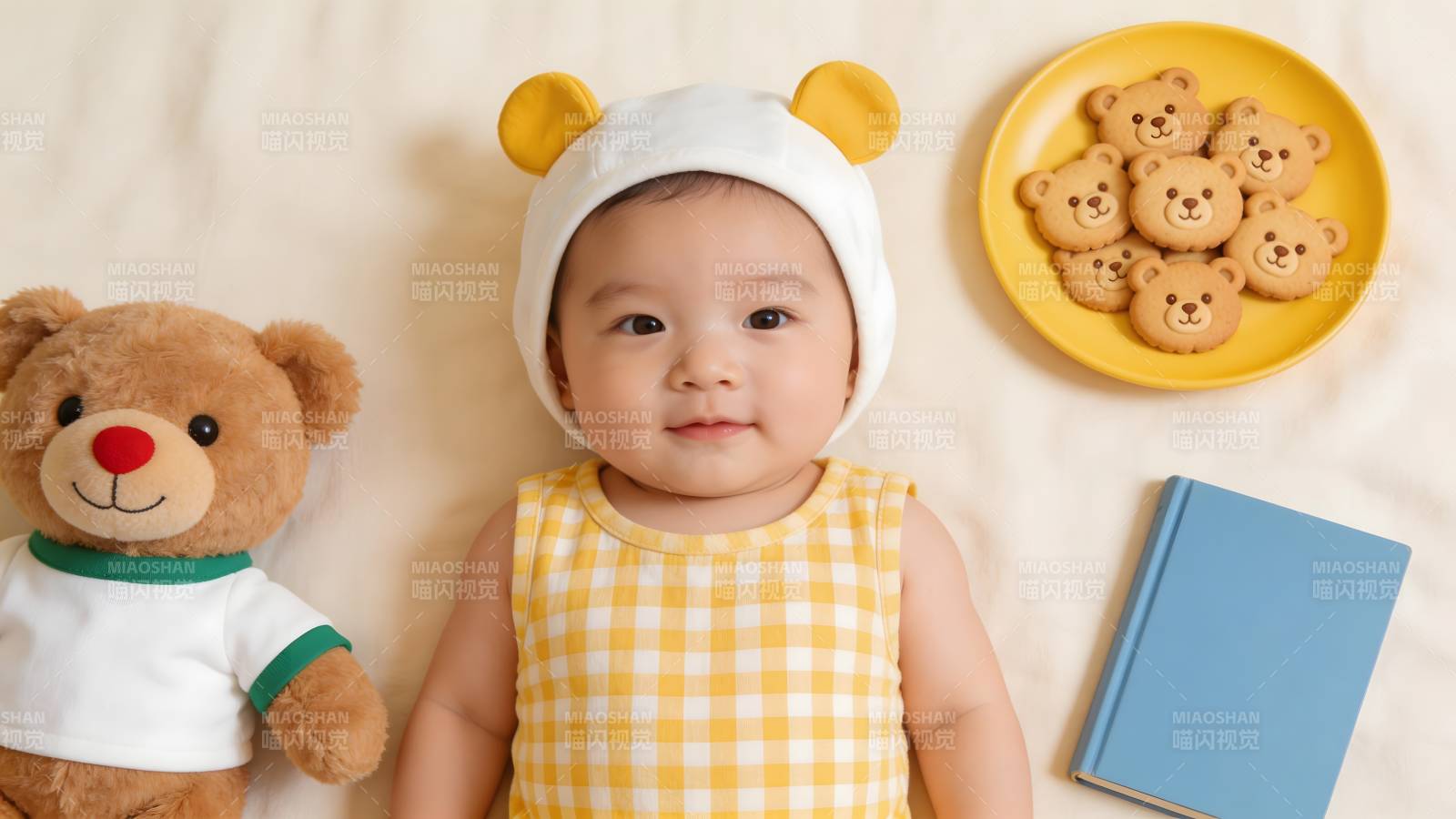 萌宝与小熊饼干图片