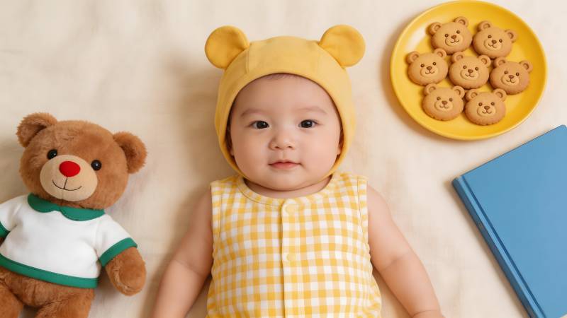 萌宝与小熊饼干图片