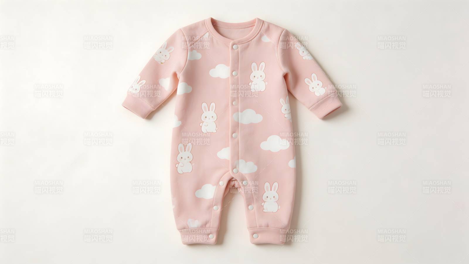 粉色兔云婴儿连体衣图片