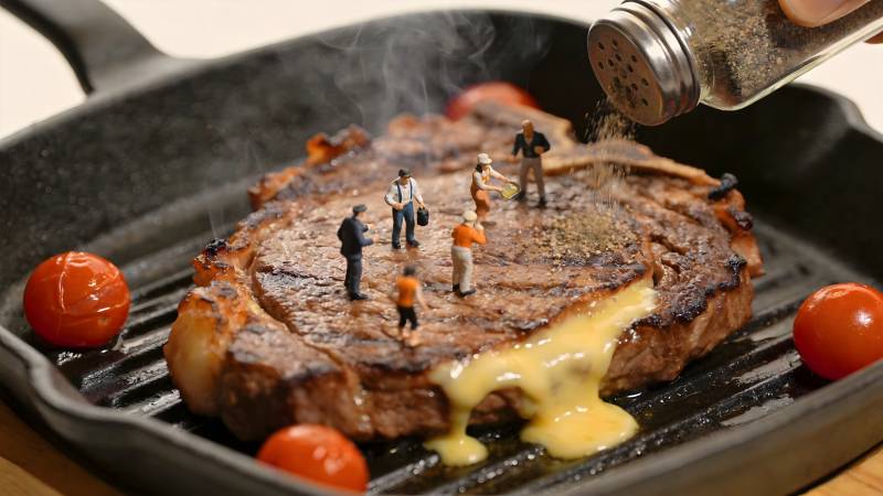 迷你人偶烤牛排图片