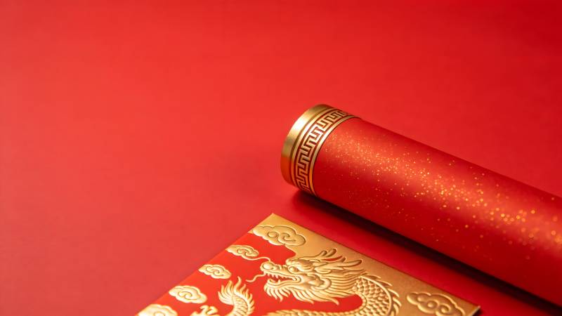 红金龙纹卷轴图片