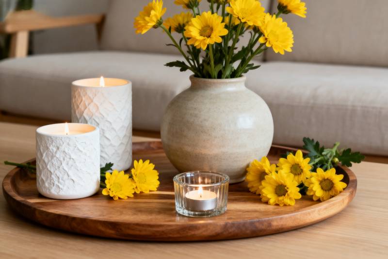 花香烛影静谧时光图片