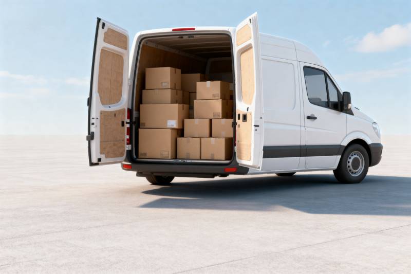 货车装满纸箱图片