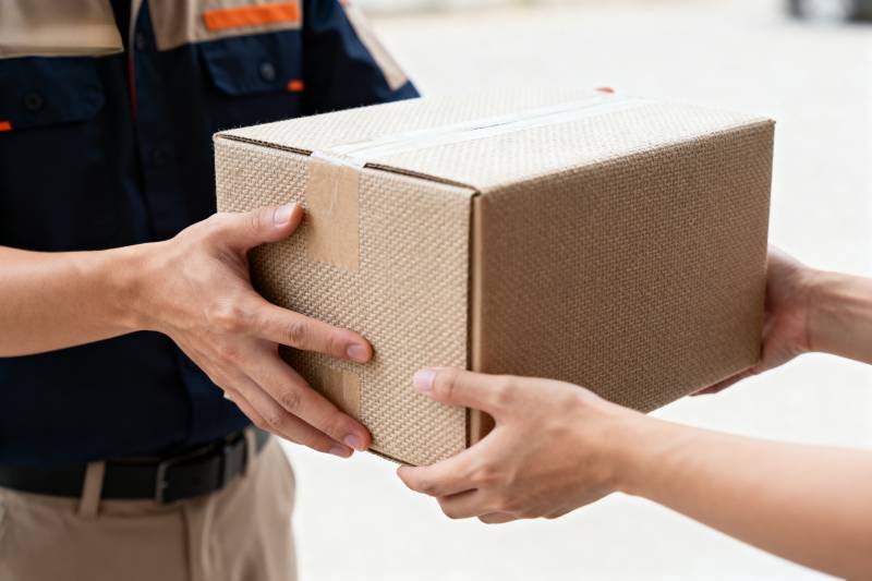 快递员递送包裹图片