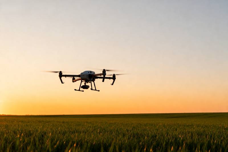 无人机飞越田野图片