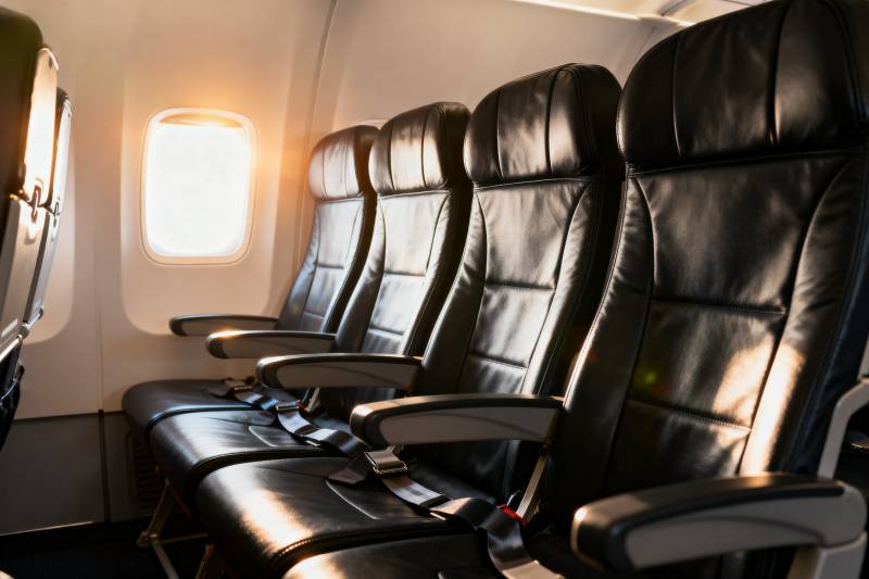 飞机客舱座椅特写图片