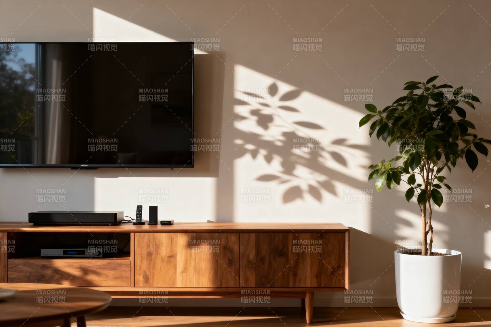 简约客厅绿植光影图片