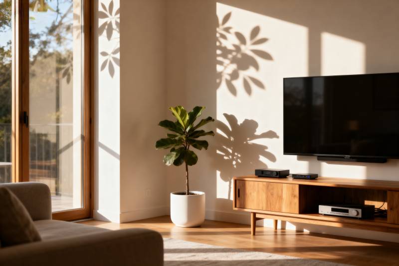 阳光客厅绿植影图片