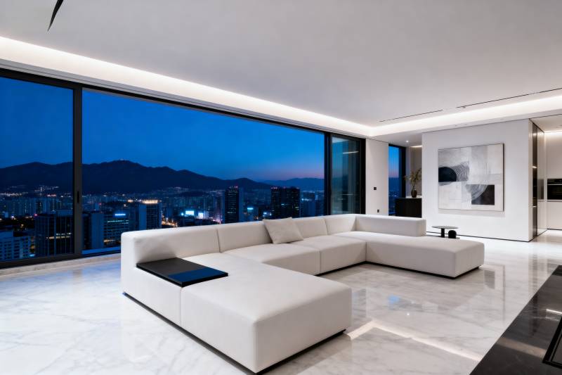 现代都市夜景客厅图片