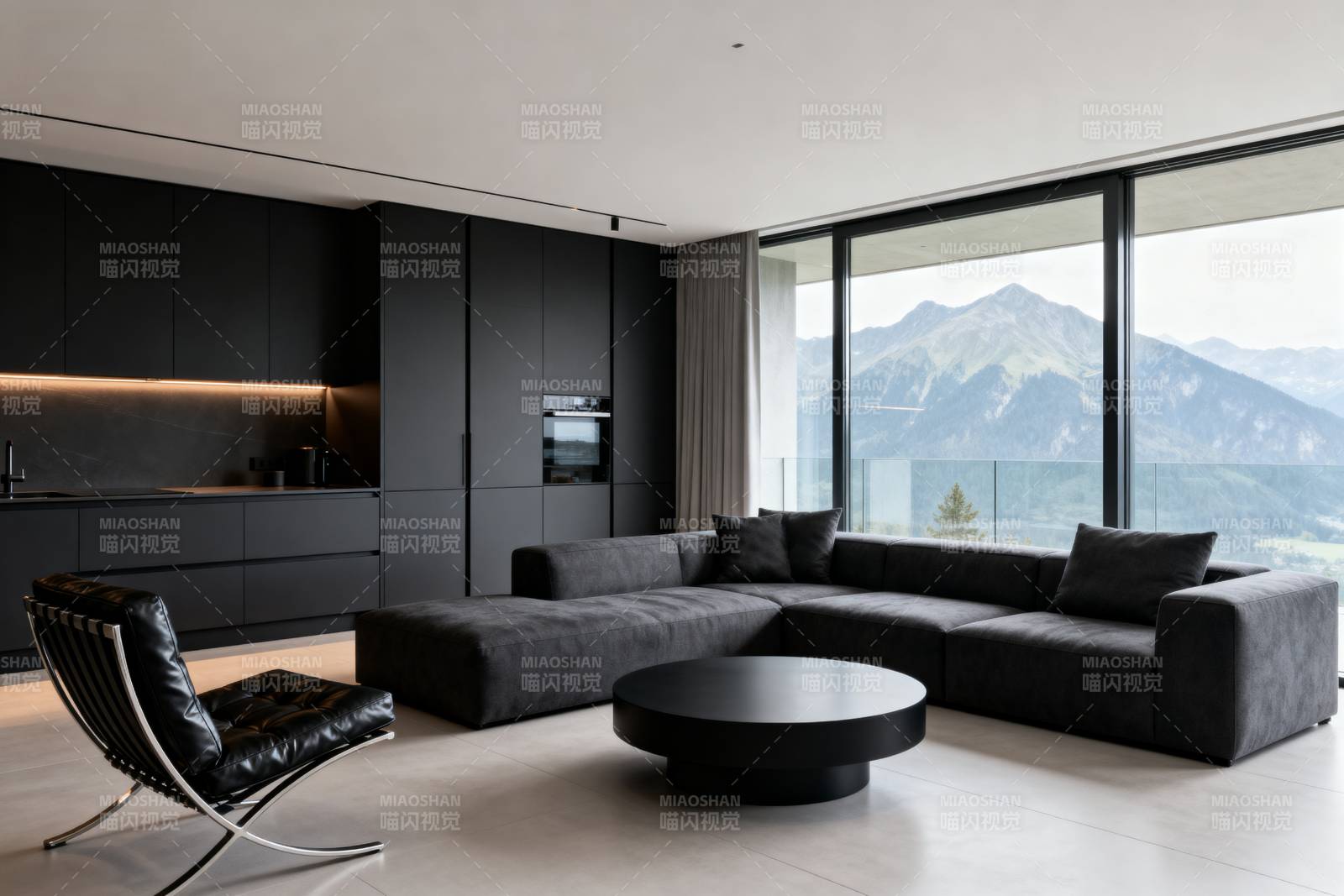 现代客厅山景图片